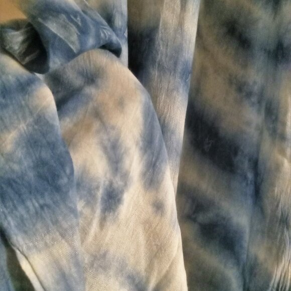 Emily Stacy Women's Casual Pants 100% Rayon Medium Beautiful Sky Blue with White - Picture 9 of 9